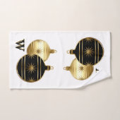 Monogrammed zwart en goud kersthanddoek handdoek (Handdoek)