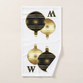 Monogrammed zwart en goud kersthanddoek handdoek (Handdoek)