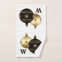 Monogrammed zwart en goud kersthanddoek