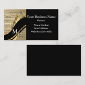 Monogrammed zwart en muziek blad patroon visitekaartje (Voorkant / Achterkant)