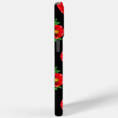 Monogrammed Zwart en Rood Bloemen Poppies Case-Mate iPhone Case (Achterkant / Rechts)