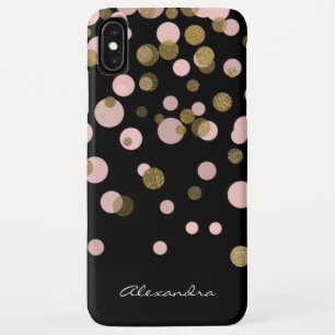 Monogrammed Zwart en Roos Gold Foil Confetti Case-Mate iPhone Case