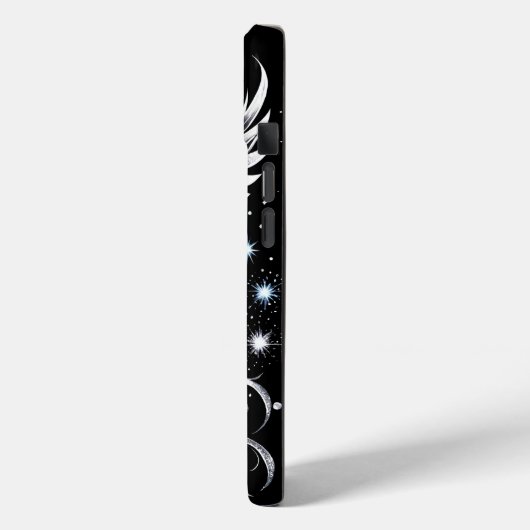 Monogrammed zwart en zilveren Tattoos engel Case-Mate iPhone Case (Achterkant / Links)