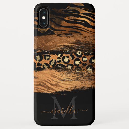 Monogrammed Zwart Goud Script Koper Case-Mate iPhone Case (Achterkant)