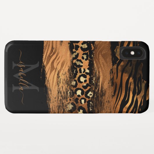 Monogrammed Zwart Goud Script Koper Case-Mate iPhone Case (Achterkant (horizontaal))