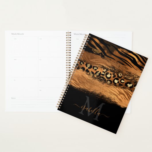 Monogrammed Zwart Goud Script Koper Planner (Display)