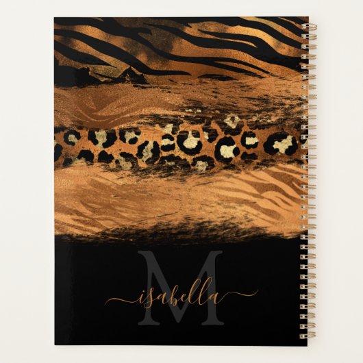 Monogrammed Zwart Goud Script Koper Planner (Achterkant)