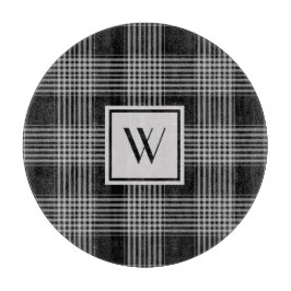 Monogrammed zwart & grijs Gecontroleerd Patroon Snijplank