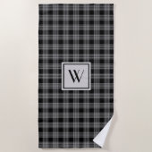 Monogrammed zwart & grijs Gecontroleerd Patroon Strandlaken (Voorkant)