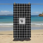 Monogrammed zwart & grijs Gecontroleerd Patroon Strandlaken