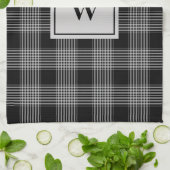 Monogrammed zwart & grijs Gecontroleerd Patroon Theedoek (Gevouwen)