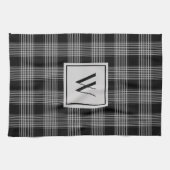 Monogrammed zwart & grijs Gecontroleerd Patroon Theedoek (Horizontaal)