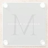 Monogrammed zwart grijs kalligrafie bruiloft glazen onderzetter (Achterkant)