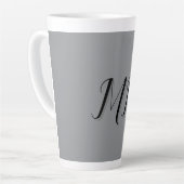 Monogrammed zwart grijs kalligrafie latte mok (Linkerhoek)