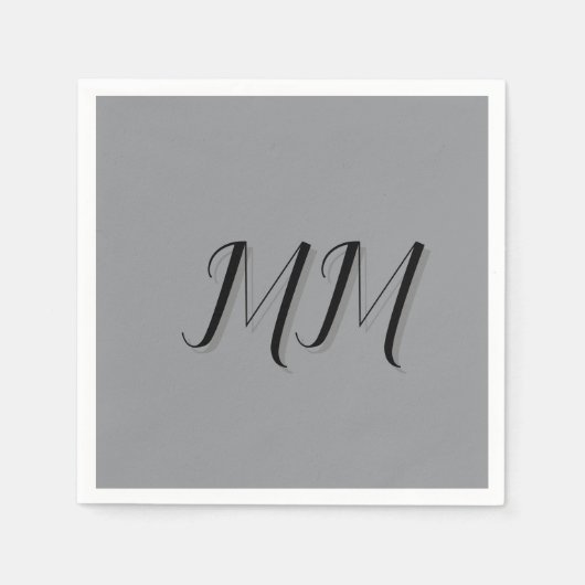 Monogrammed zwart grijs kalligrafie servet (Voorkant)