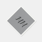 Monogrammed zwart grijs kalligrafie servet (Hoek)
