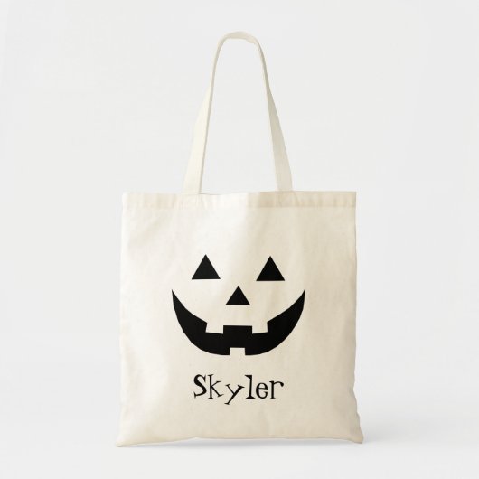 Monogrammed zwart Jack o lantaarn schattig Hallowe Tote Bag (Voorkant)