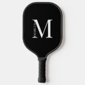 Monogrammed Zwart met Elegant Serif Initiaal Pickleball Paddle (Achterkant)