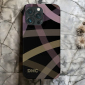 Monogrammed zwart roos gouden lijnen abstract mini Case-Mate iPhone case