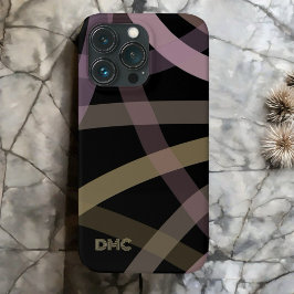 Monogrammed zwart roos gouden lijnen abstract mini Case-Mate iPhone case