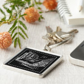 Monogrammed Zwart-wit Academia Sleutelhanger (Zijkant)