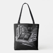 Monogrammed Zwart-wit Academia Tote Bag (Achterkant)