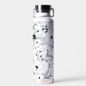 Monogrammed Zwart-wit Bloemen Vacuüm Isolaat Waterfles (Achterkant)
