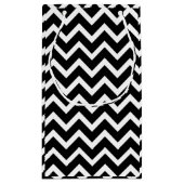 Monogrammed Zwart & Wit Geometrisch Zigzag Chevron Klein Cadeauzakje (Achterkant)