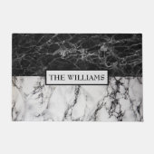 Monogrammed Zwart & Wit Marbled Deurmat (Voorkant)