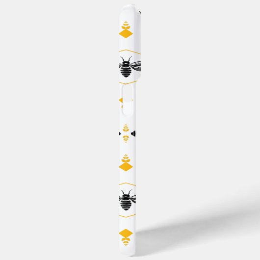 Monogrammed Zwarte bij Gele Honingraat Modern Case-Mate iPhone Case (Achterkant / Rechts)