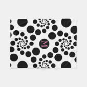 Monogrammed zwarte cirkels en Stippen Fleece Deken (Voorkant (Horizontaal))