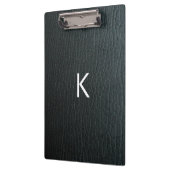 Monogrammed Zwarte-ledertextuur Faux Klembord (Links)