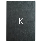 Monogrammed Zwarte-ledertextuur Faux Klembord (Achterkant)