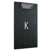 Monogrammed Zwarte-ledertextuur Faux Klembord (Rechts)