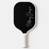 Monogrammed zwarte pickleball paddle (Voorkant)
