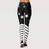 Monogrammed Zwarte Witte Sterren Stripes Graphic Leggings (Achterkant)