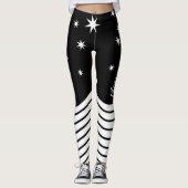 Monogrammed Zwarte Witte Sterren Stripes Graphic Leggings (Voorkant)