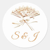 Monogrammeerde Victoriaanse Waier Klassieke Ronde  Ronde Sticker (Voorkant)