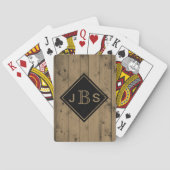 Monogrammen 3 letters | Rustic Barn Wood Textuur Pokerkaarten (Achterkant)