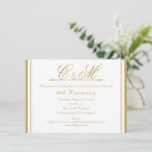 Monogrammen 50ste huwelijksjubileum uitnodiging (Staand voorkant)