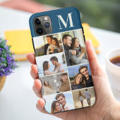 Monogrammen 7 Foto collage op Blauwgroen Peacock B Case-Mate iPhone Case