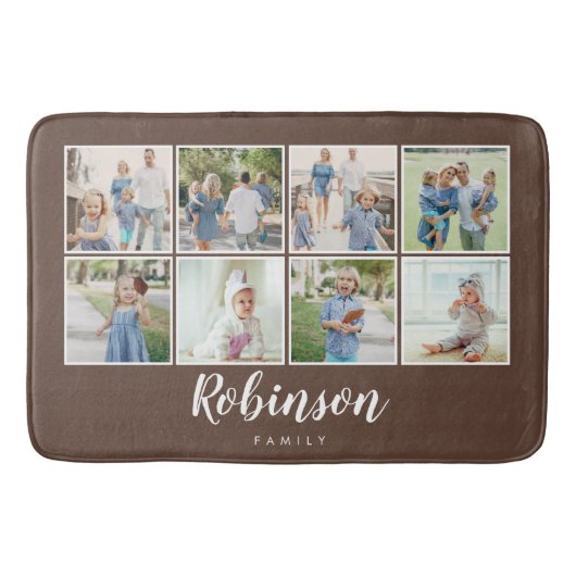 Monogrammen 8 Fotofamilie Collage Brown Badmat (Voorkant)