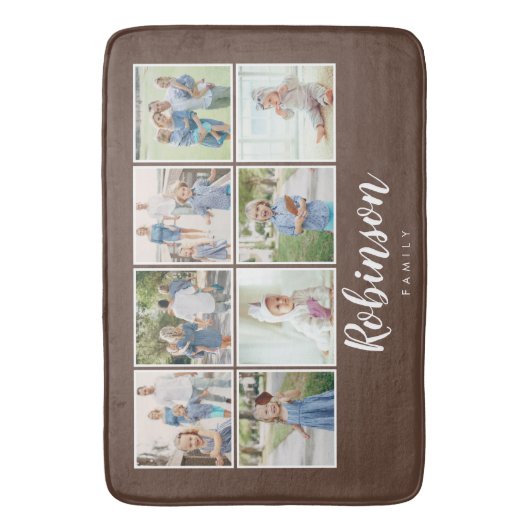 Monogrammen 8 Fotofamilie Collage Brown Badmat (Voorkant Verticaal)