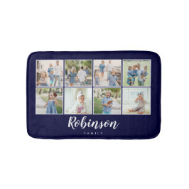 Monogrammen 8 Fotofamilie Collage Navy Blue Badmat