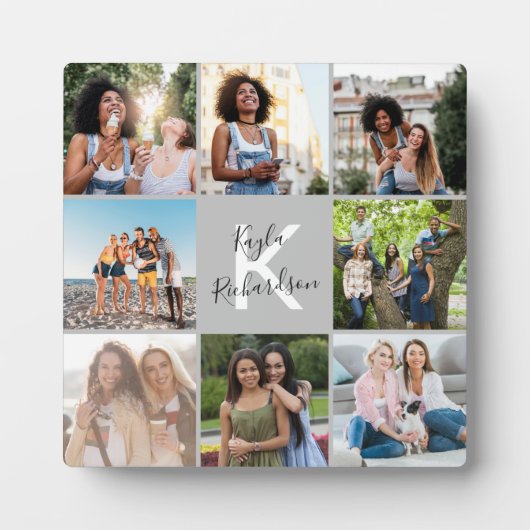 Monogrammen 8 Fotoraster Collage Afstuderen Plaque Fotoplaat (Voorkant)