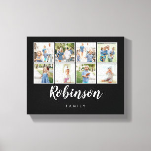 Monogrammen 8 Fotoserie Collage Black Canvas Afdruk
