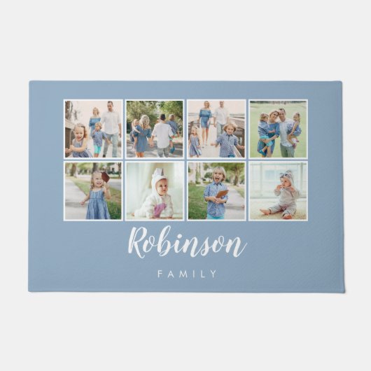 Monogrammen 8 Fotoserie Collage Light Blue Deurmat (Voorkant)