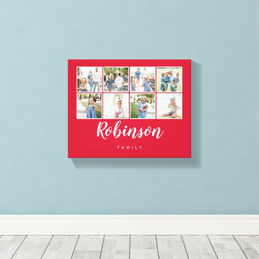 Monogrammen 8 Fotoserie Collage Red Canvas Afdruk (Insitu (Houten vloer))