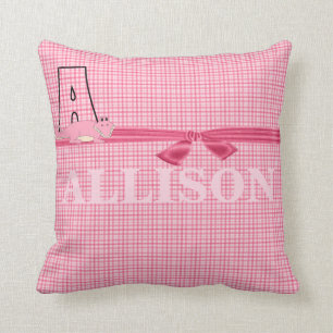 Monogrammen "A" van het roze Alligator-Kind Kussen