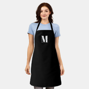 Monogrammen, aangepast initiaal, zwart wit Apron Schort